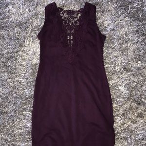 Lace front purple dress